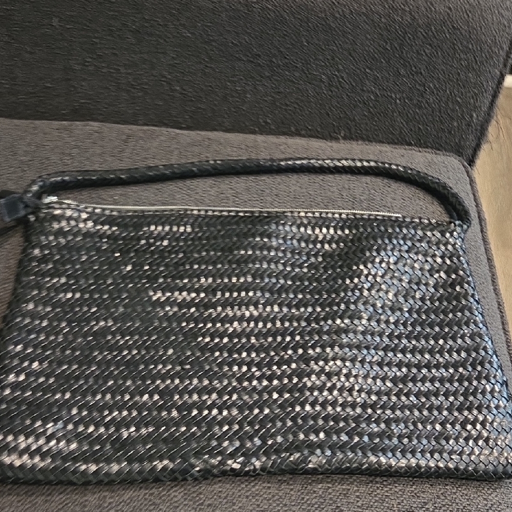 Massimo Dutti Black Woven Tote Bag